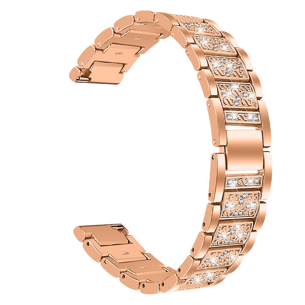 FitTurn Jewelry Bling Bands for Fitbit Sense Versa 3 Replacement Diamond Rhinestone Bracelet Metal Strap with Adjustment Tool Rosegold - View 5 of 8