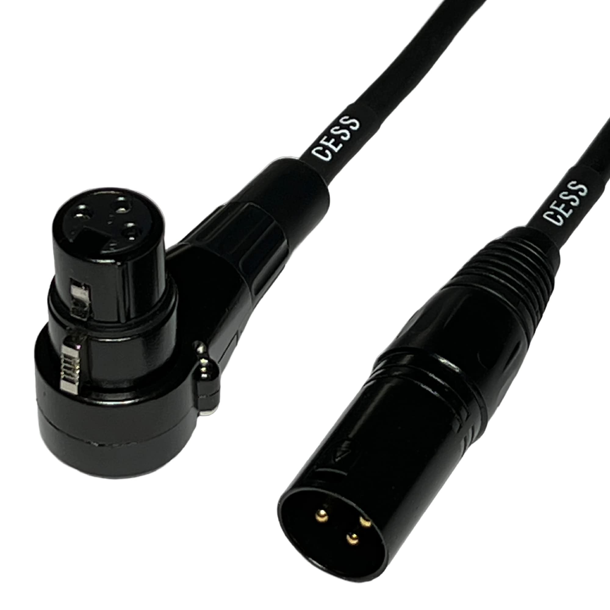 CNCESS CESS-041 XLR Cable 2 Pack: Right Angle Female to Straight Male 3-Pin Connector for Audio Equipment - View 2 of 6