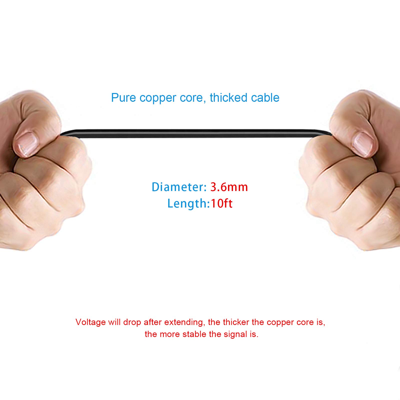 Pixelman Pixelman 10ft 5 Pin Male to Female Rear View Camera Extension Cable for Dash Cam Mirror Cam and Trailer Compatibility - View 5 of 7