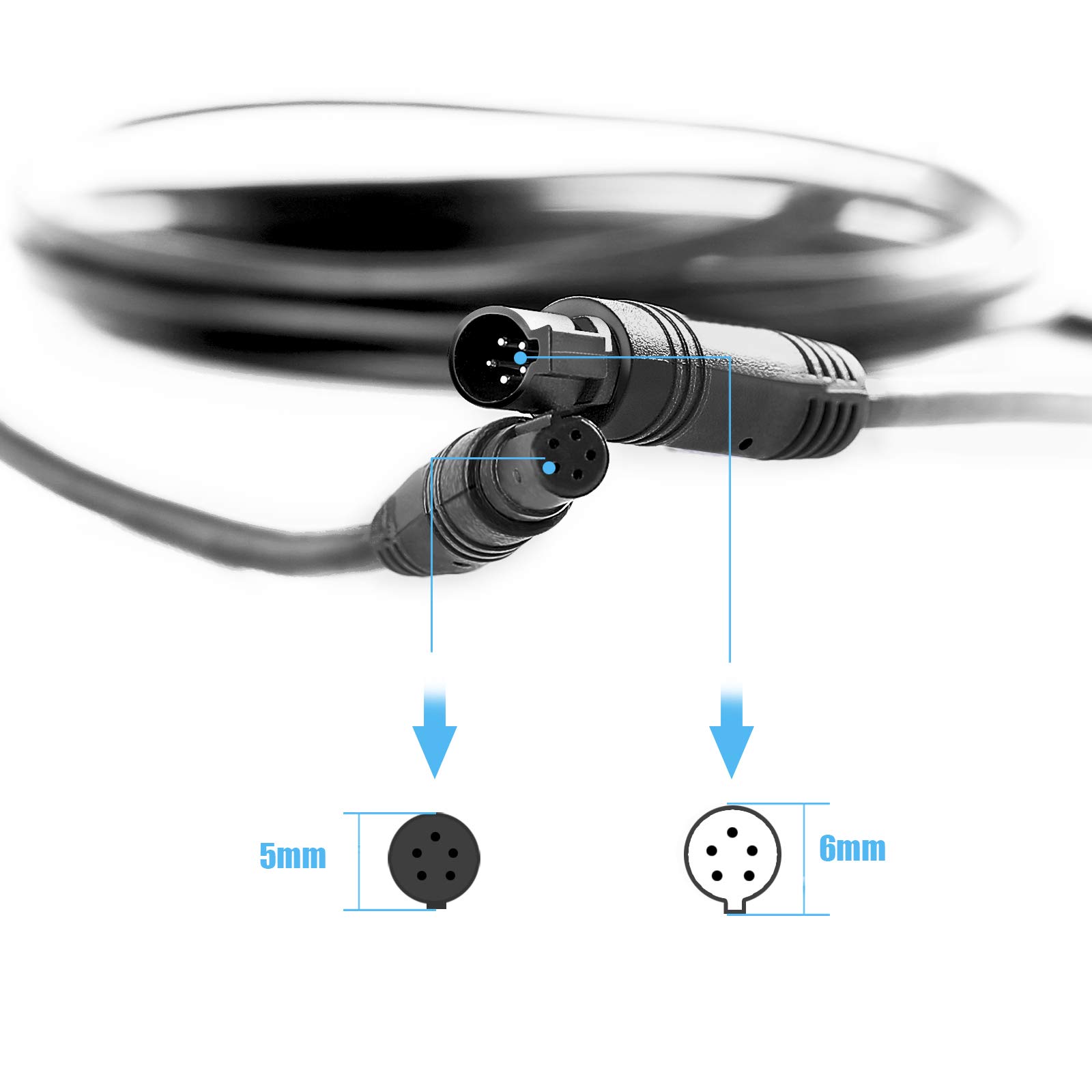Pixelman Pixelman 16.5ft Backup Camera Extension Cable 5 Pin Male to Female for Dash Cam Rear View Camera Wire for Car Truck SUV Van RV Trailer - View 3 of 7