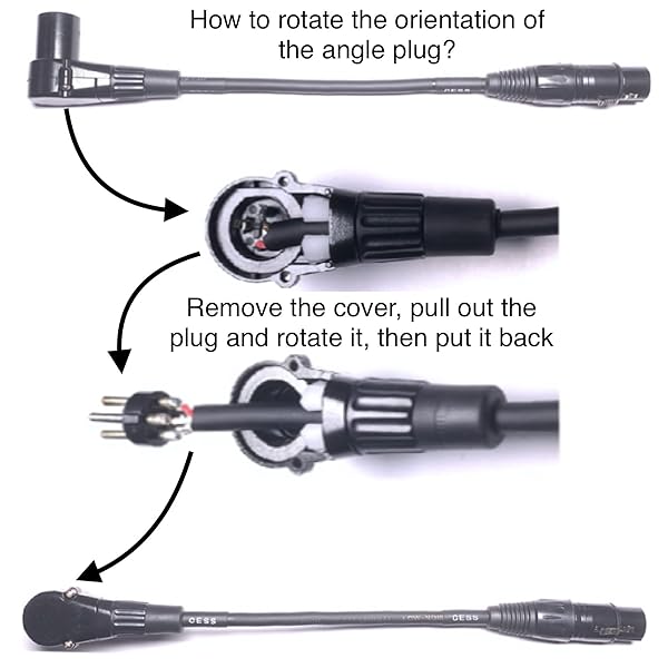 CNCESS CESS-043 XLR Right-Angle Male to Straight Female Microphone Extension Cable - 2 Pack for Superior Audio Quality - View 4 of 10