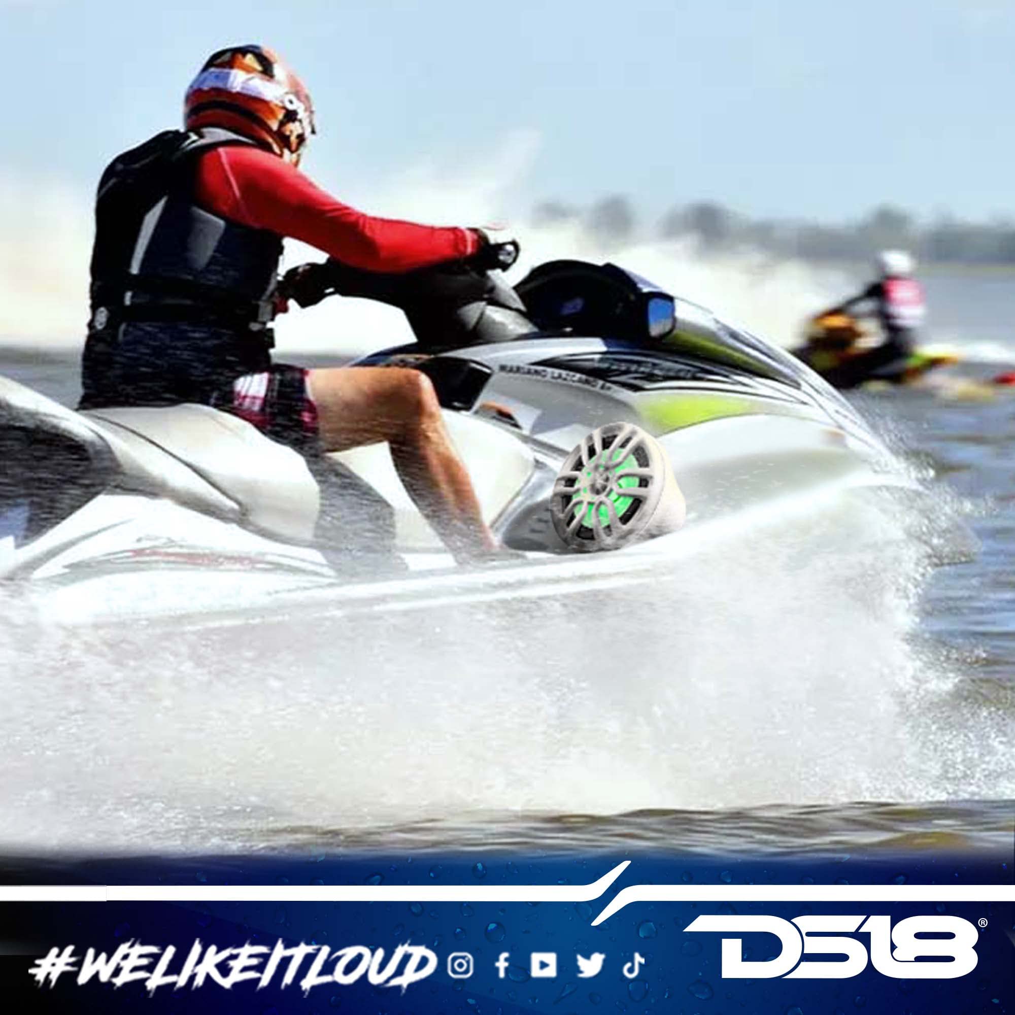 DS18 NXL-JS8 Red Flat Mount POD Universal Enclosure 8 Inch for Jet Ski Marine Jeep UTV ATV Pair No Speaker - View 5 of 9