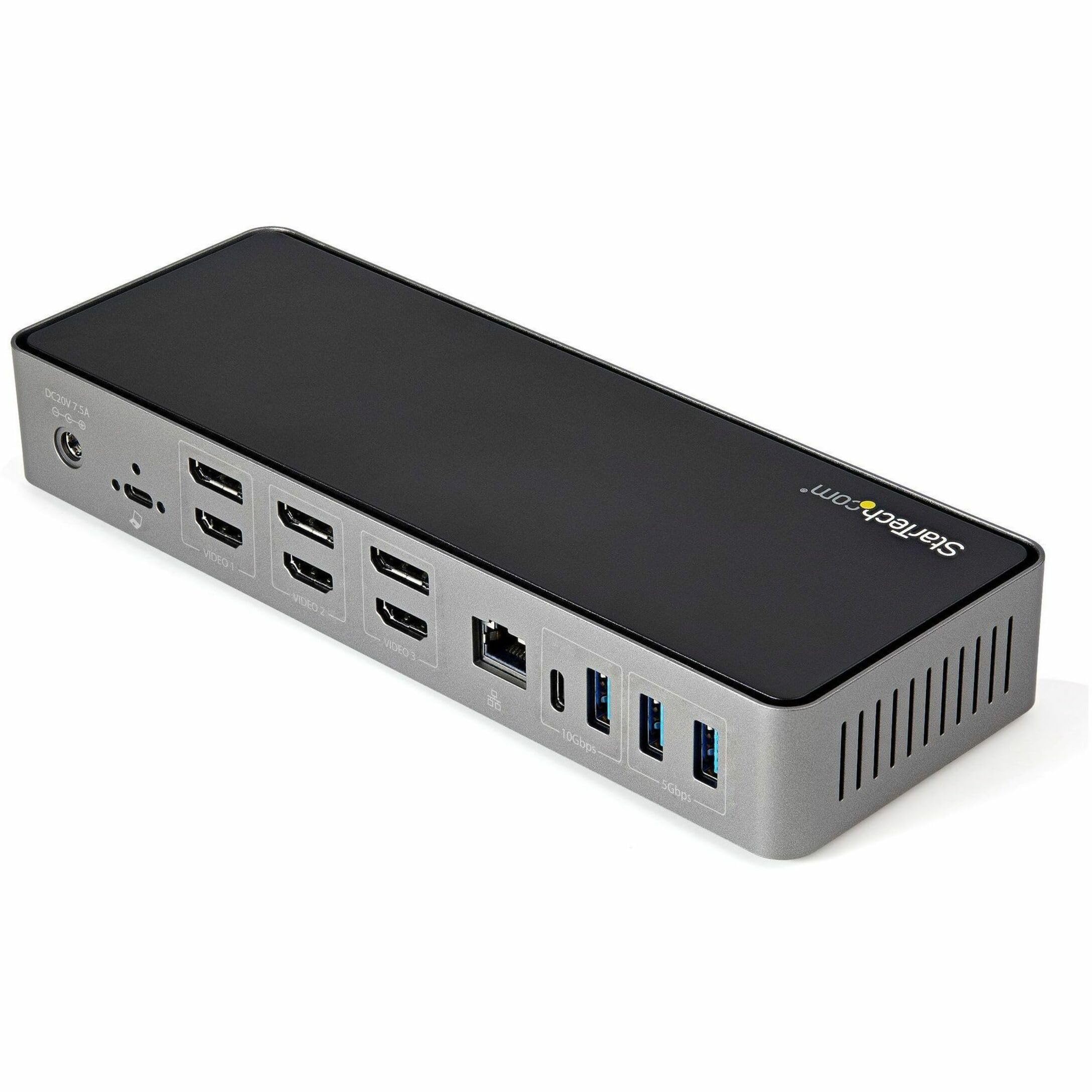 StarTech.com StarTech USB-C USB-A Dock Triple Monitor Laptop Docking Station 4K 60Hz 85W PD 6x USB Hub 10Gbps GbE Audio TAA - View 9 of 9