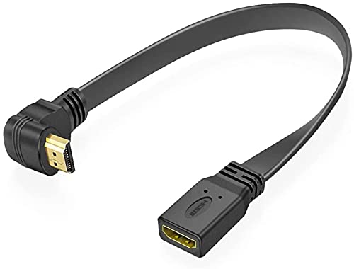 URWOOW HDMI Extension Cable High Speed 90 Degree Male to Female 1FT Gold Plated HDMI Extender Wire Cord