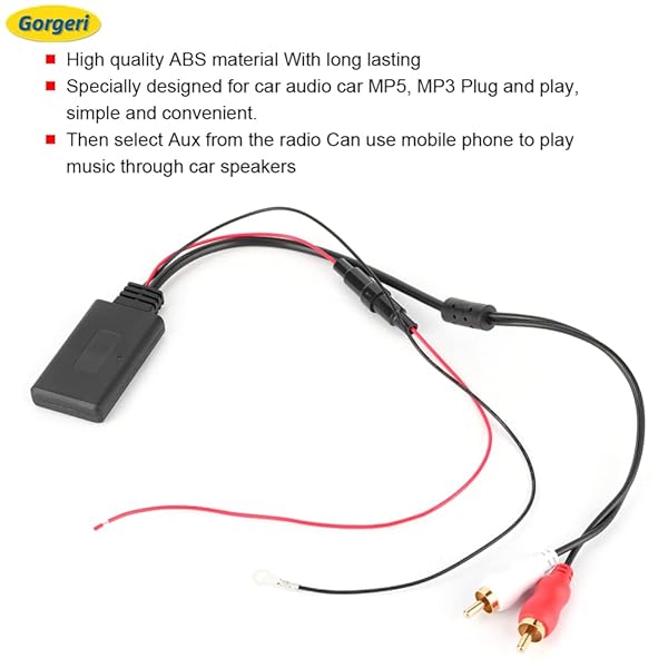 Gorgeri Gorgeri Bluetooth Car Adapter Universal AUX Receiver Module for Car Audio with 2 RCA AUX-in Connectivity - View 6 of 11