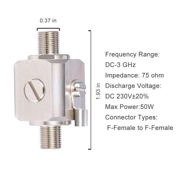 XRDS -RF XRDS RF Lightning Arrestor F Female to F Female 75 Ohm Coaxial for Satellite Cable TV and Cell Phone Signal Booster Antennas - View 4 of 5