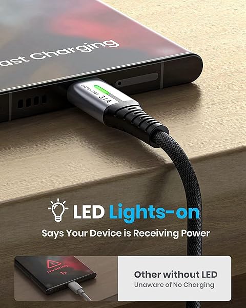 INIU INIU USB C Cable 3 Pack Fast Charge 3.1A Nylon Braided Type C Cable Compatible with iPhone 16 Samsung S23 LG Google and More - View 7 of 10