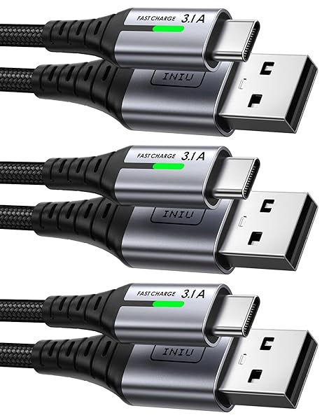INIU INIU USB C Cable 3 Pack Fast Charge 3.1A Nylon Braided Type C Cable Compatible with iPhone 16 Samsung S23 LG Google and More - View 2 of 10