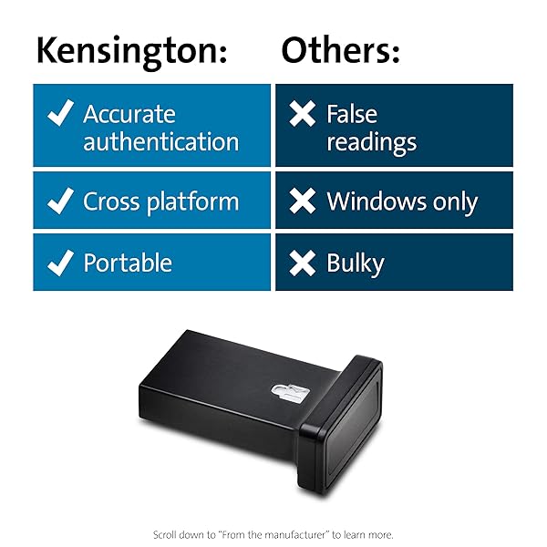Kensington Secure Your Devices: Kensington FIDO U2F & FID02 USB-A Security Key with Fingerprint Reader for Windows, macOS & Chrome - View 10 of 10