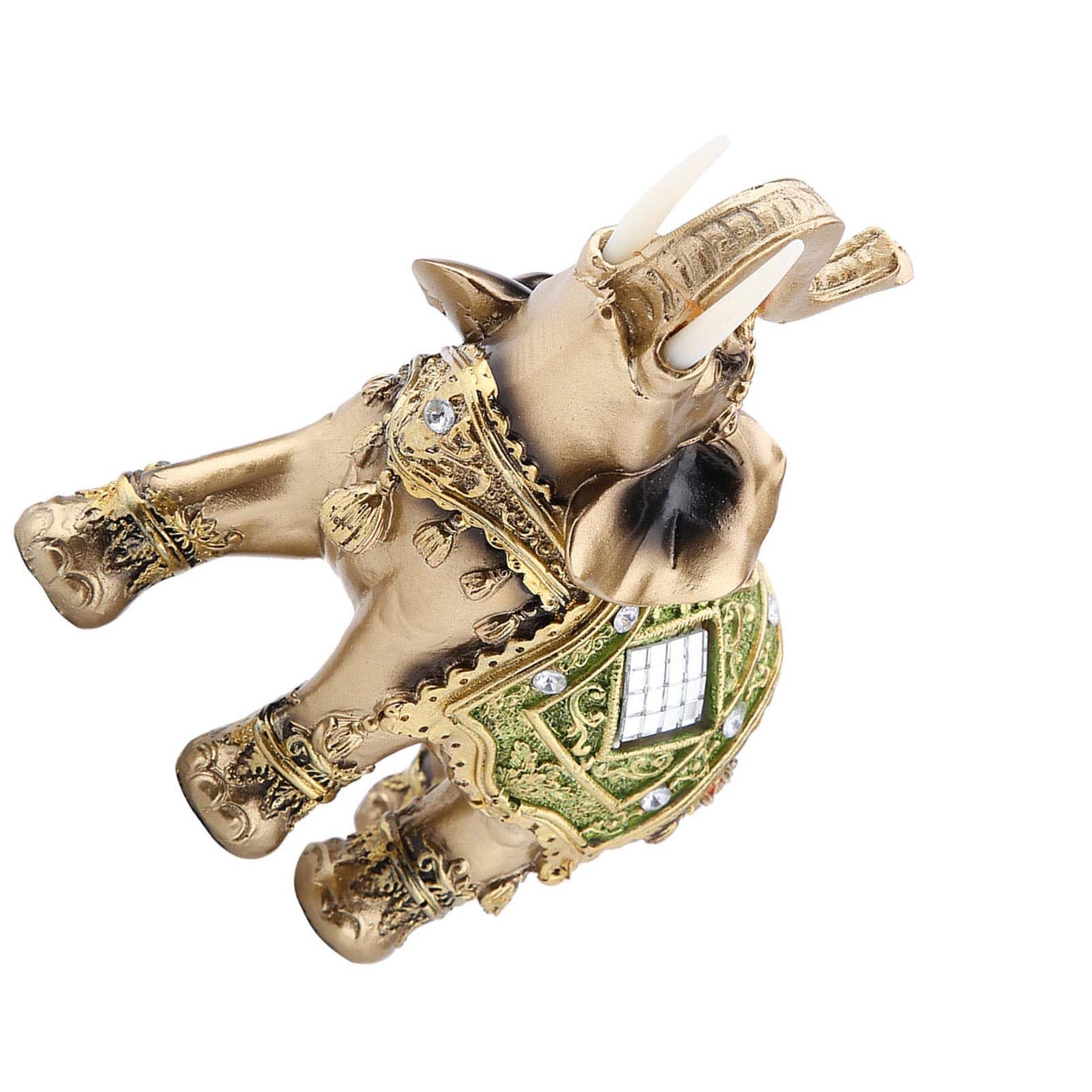 Hilitand Lucky Feng Shui Green Elephant Statue Sculpture for Home Office Hotel Cafe Wealth Figurine Gift - View 3 of 9