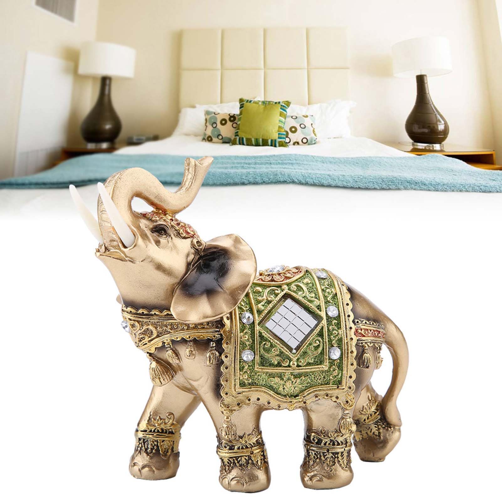 Hilitand Lucky Feng Shui Green Elephant Statue Sculpture for Home Office Hotel Cafe Wealth Figurine Gift - View 5 of 9