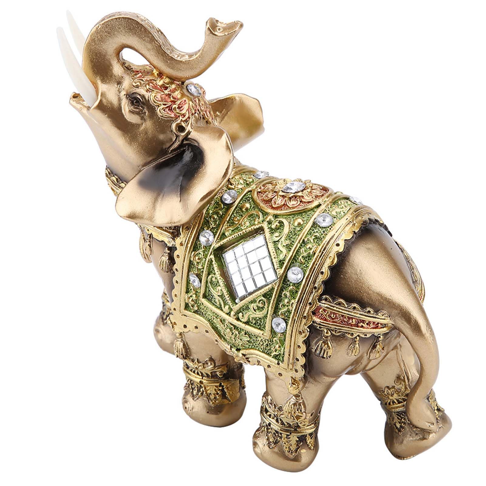 Hilitand Lucky Feng Shui Green Elephant Statue Sculpture for Home Office Hotel Cafe Wealth Figurine Gift - View 7 of 9