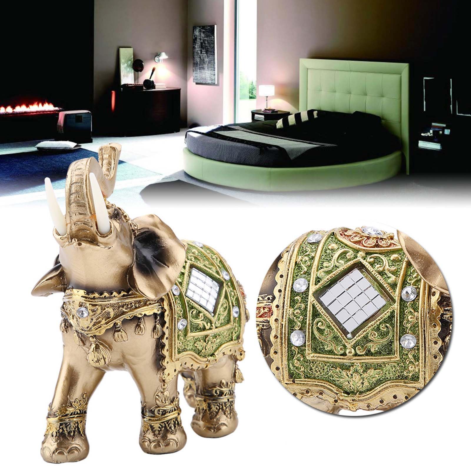 Hilitand Lucky Feng Shui Green Elephant Statue Sculpture for Home Office Hotel Cafe Wealth Figurine Gift - View 8 of 9