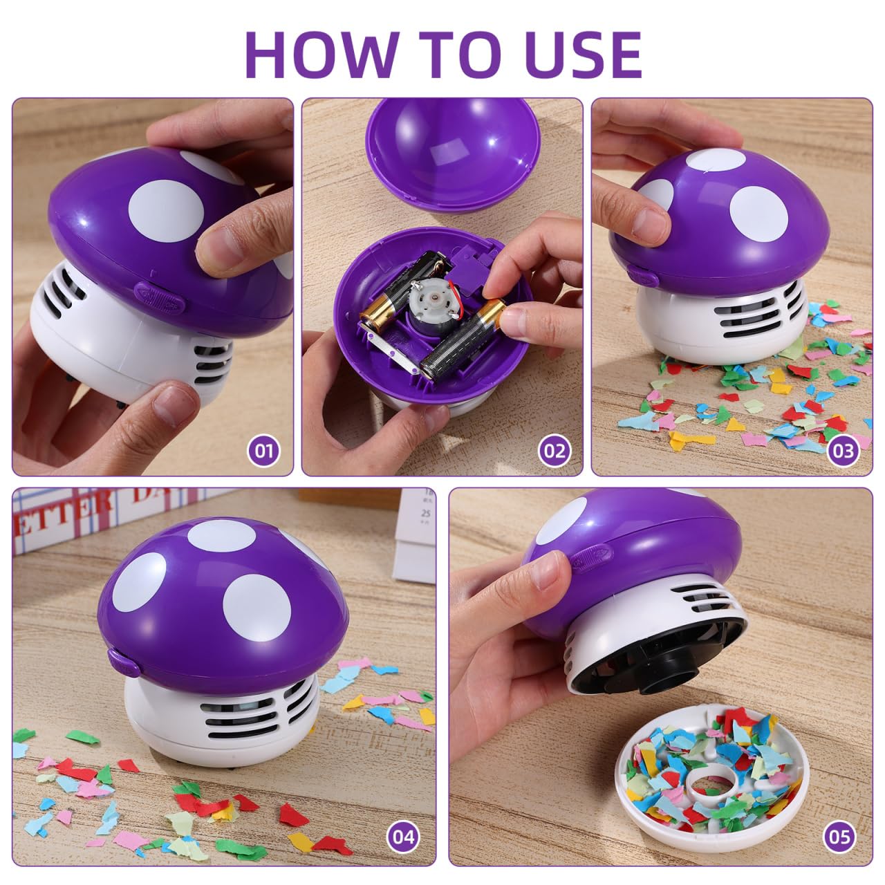 VOSAREA Mini Tabletop Vacuum Cleaner for Crumbs and Pet Hair Ideal for Home Office Kitchen and Car Cleaning - View 4 of 9