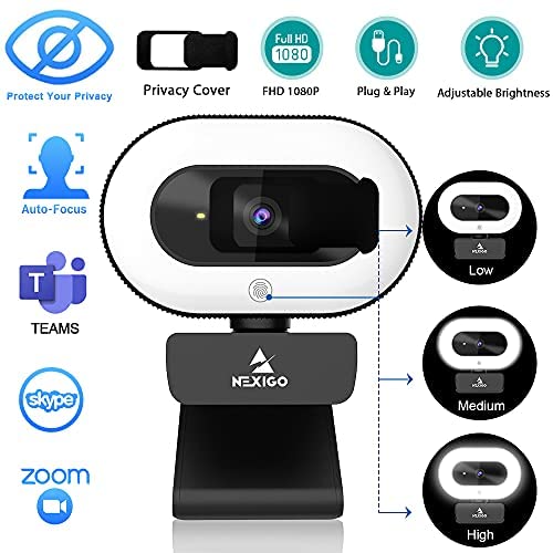 NexiGo Buy NexiGo StreamCam N930E: 1080P Webcam with Ring Light & Privacy Cover for Zoom, Skype, Teams - Perfect for Online Learning! - View 3 of 6