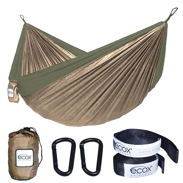 ecox Ecox Outdoors Single Parachute Hammock with Tree Straps - Lightweight, Portable & Comfortable for Camping, Travel & Hiking