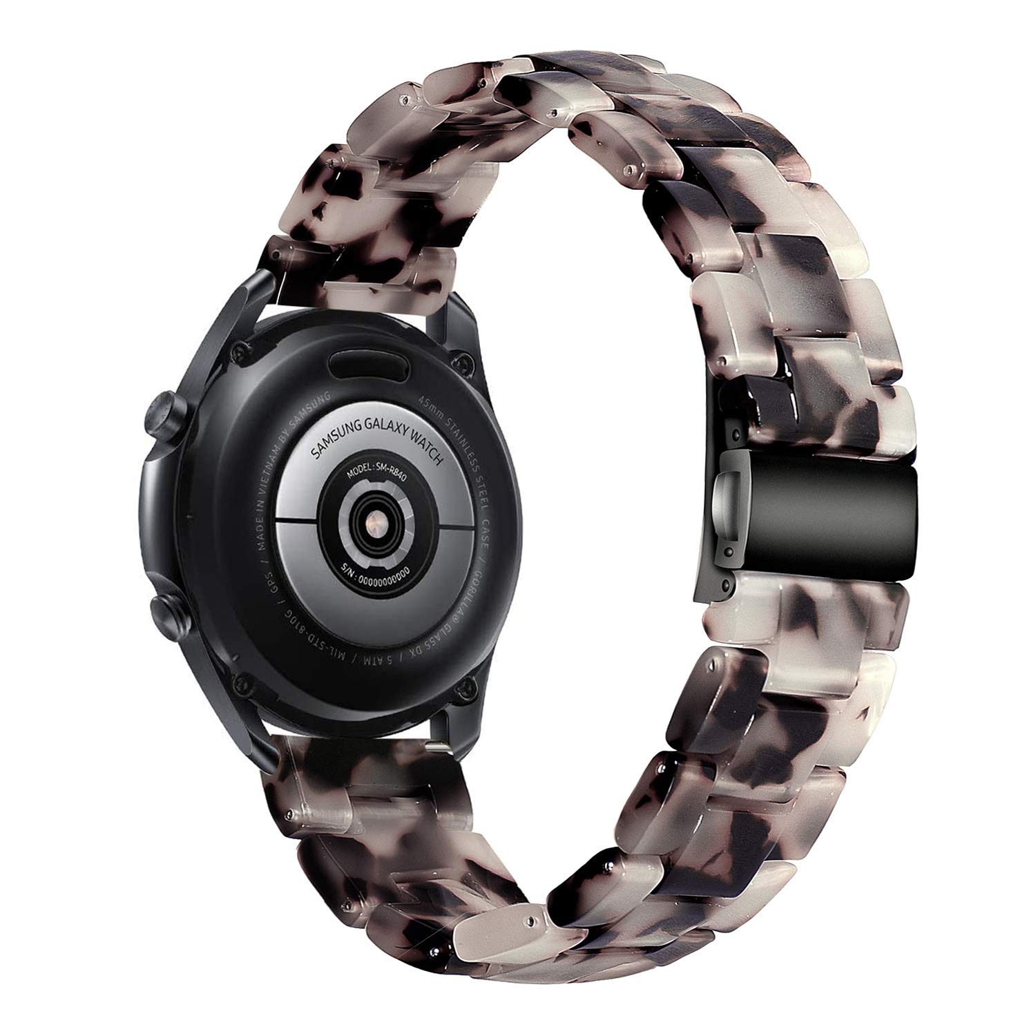 Wongeto Flower Grey Resin Band for Samsung Galaxy Watch 3 41mm Active 2 40mm 44mm Replacement Wristband with Metal Buckle for Men Women - View 3 of 7