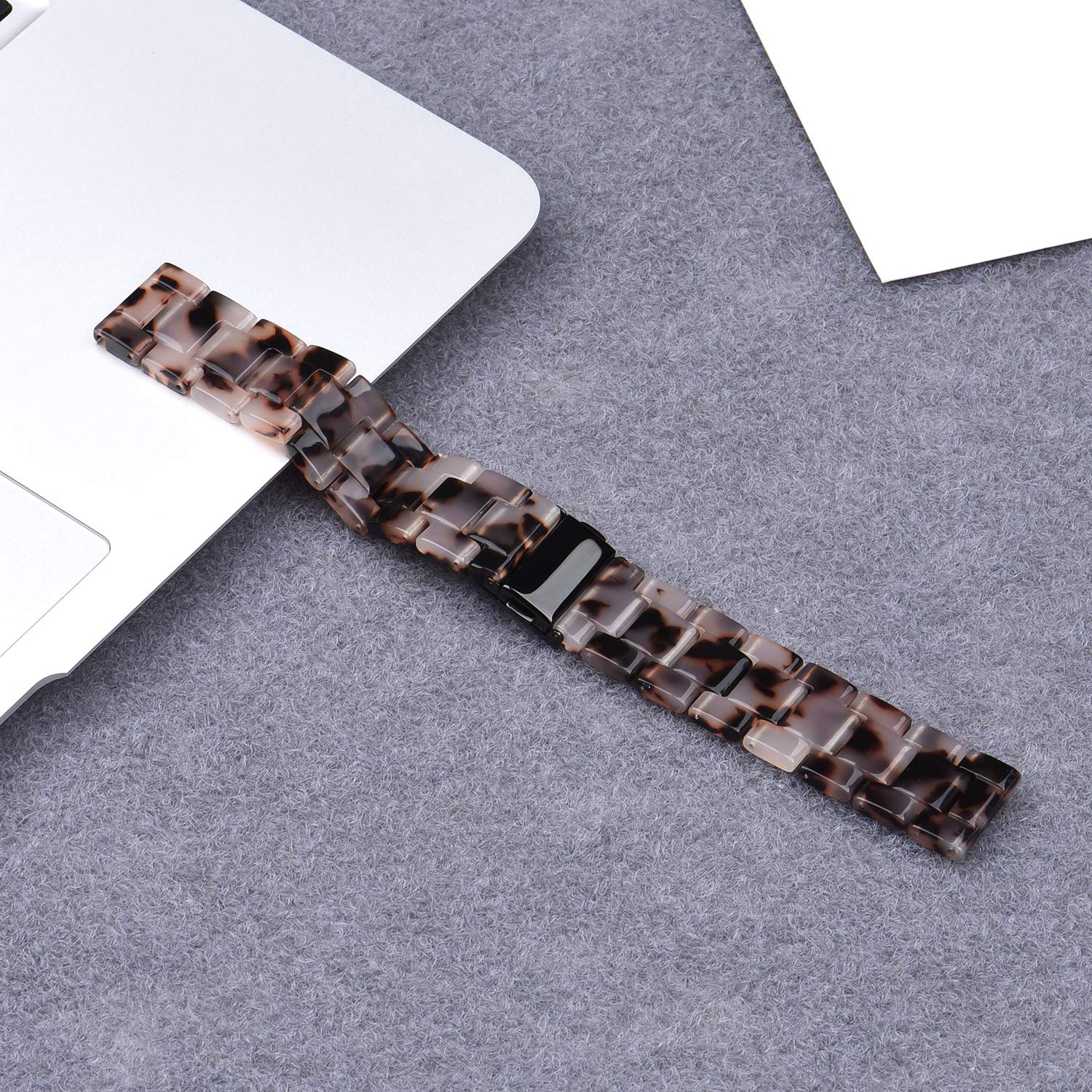 Wongeto Flower Grey Resin Band for Samsung Galaxy Watch 3 41mm Active 2 40mm 44mm Replacement Wristband with Metal Buckle for Men Women - View 5 of 7