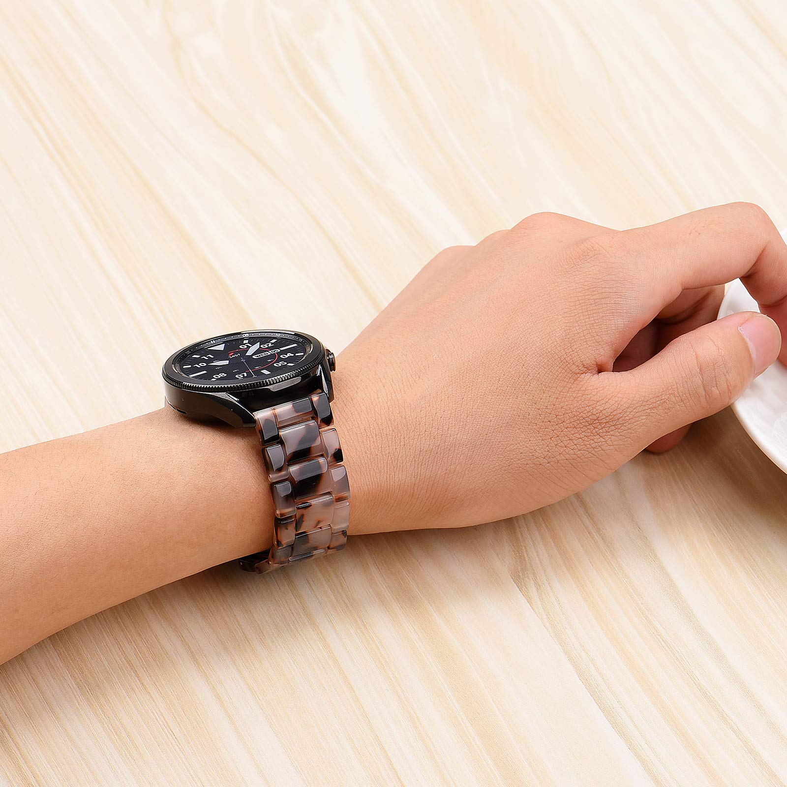 Wongeto Flower Grey Resin Band for Samsung Galaxy Watch 3 41mm Active 2 40mm 44mm Replacement Wristband with Metal Buckle for Men Women - View 6 of 7