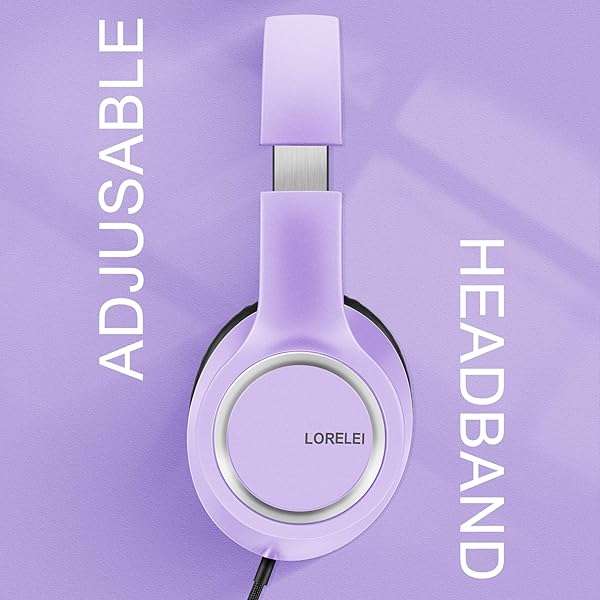 LORELEI LORELEI X8 Over-Ear Wired Headphones: Lightweight, Foldable, Tangle-Free with Microphone for Smartphones & Tablets (Dark Purple) - View 7 of 9