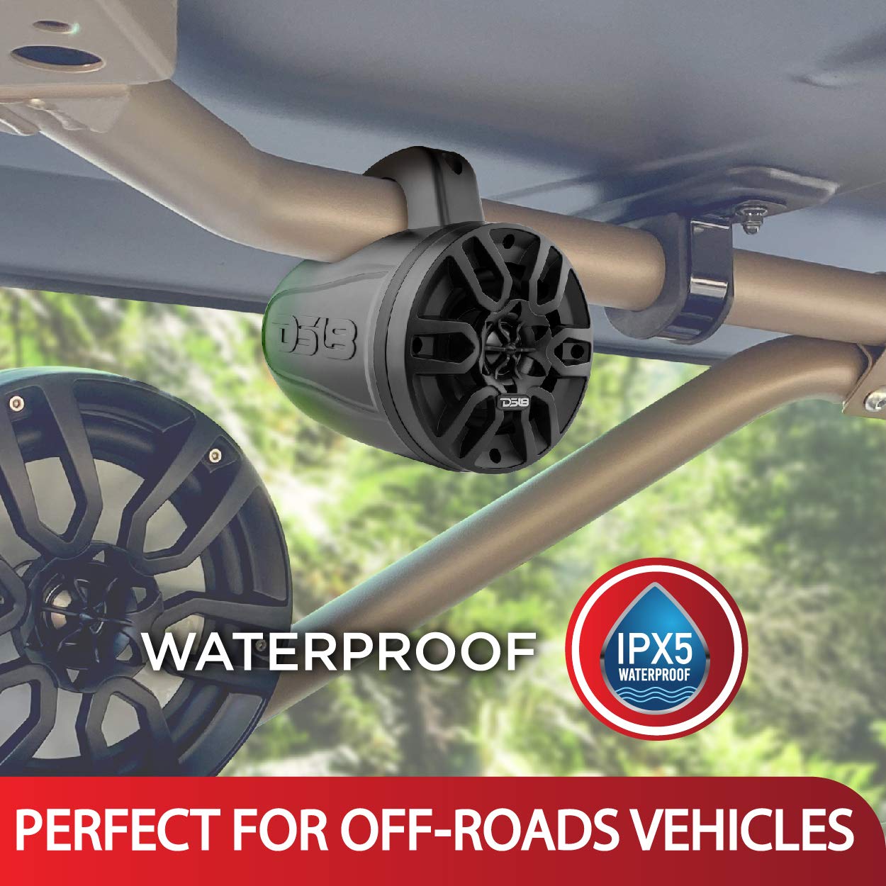 DS18 Hydro NXL-4TPBK Black Marine Tower Speaker 4 Inch 2 Way 150W Max UV Stable IPX5 for UTV ATV and Jeeps Pair - View 8 of 8