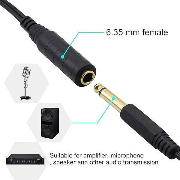 GINTOOYUN "1/4" to 1/8" Audio Adapter: 6.35mm Stereo Jack to 3.5mm TRRS for Guitars, Amplifiers & Home Theater" - View 6 of 8