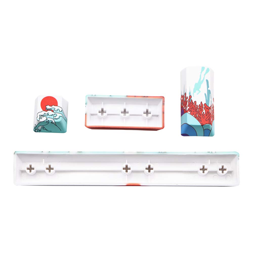 Benemate 4 Keycap Set Dye-subbed PBT Keys OEM Spacebar Esc Enter Keycaps for Cherry MX Gaming Mechanical Keyboard Sea - View 2 of 4