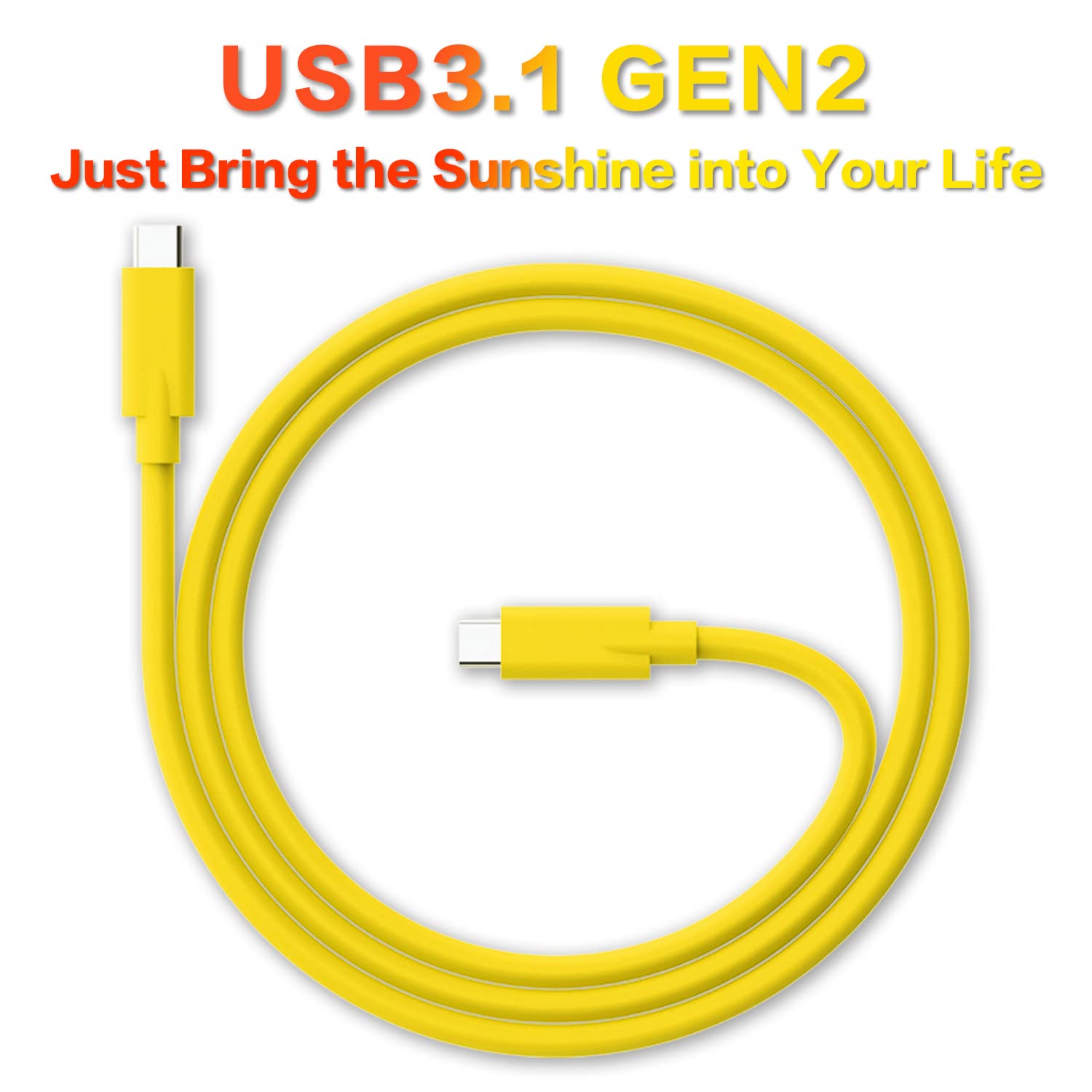 Easonunion USB C to USB C 3.1 Gen 2 Cable 100W PD 10Gbps Data Transfer Fast Charging Type C Cord 3.3Ft Yellow Compatible with Devices - View 2 of 7