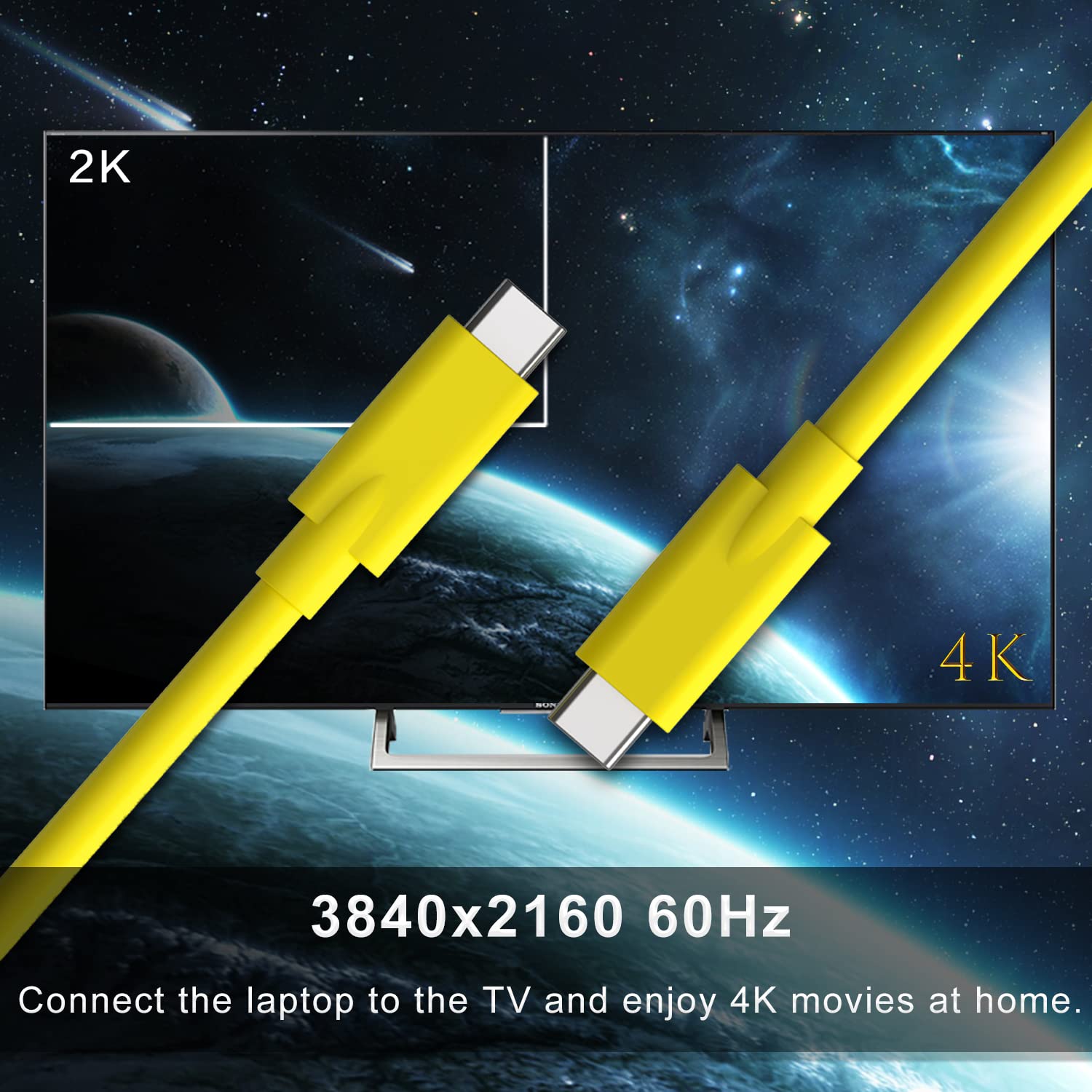 Easonunion USB C to USB C 3.1 Gen 2 Cable 100W PD 10Gbps Data Transfer Fast Charging Type C Cord 3.3Ft Yellow Compatible with Devices - View 4 of 7