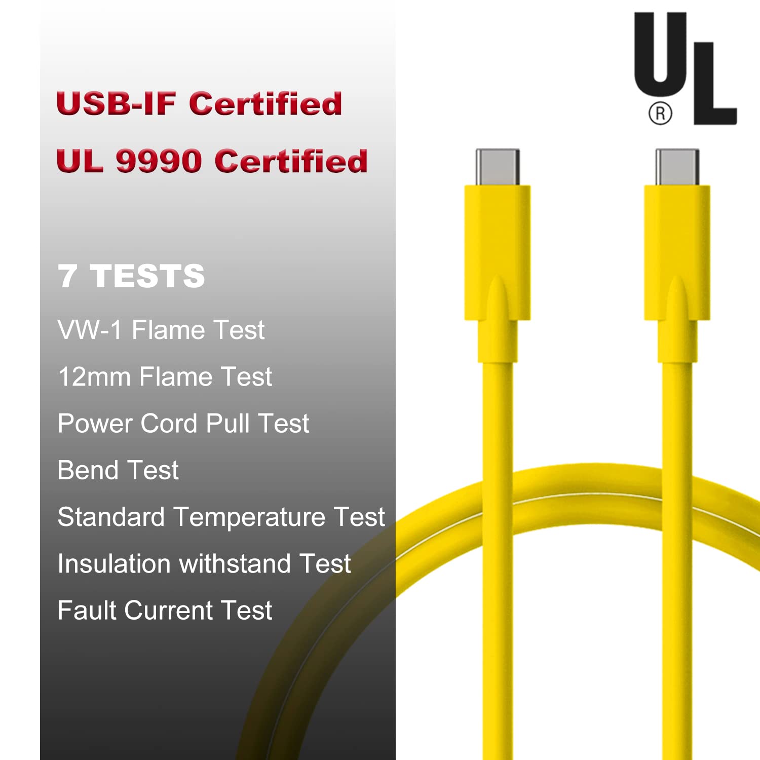 Easonunion USB C to USB C 3.1 Gen 2 Cable 100W PD 10Gbps Data Transfer Fast Charging Type C Cord 3.3Ft Yellow Compatible with Devices - View 6 of 7