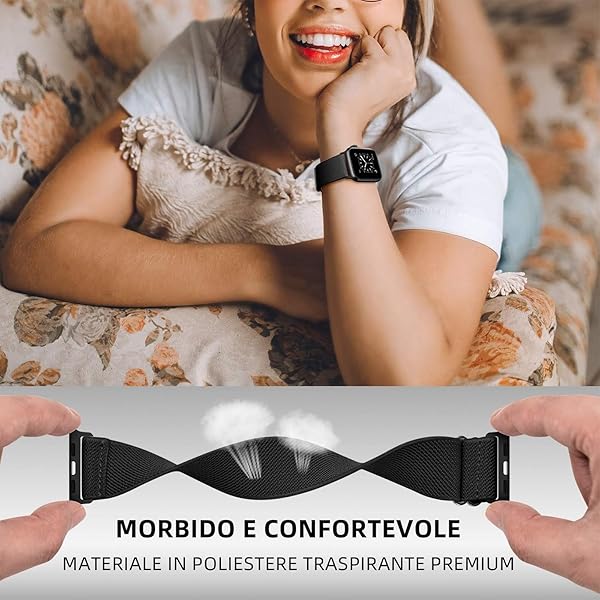 OXWALLEN OXWALLEN Stretch Solo Loop Band for Apple Watch Series 10 9 8 7 6 5 4 SE Ultra Adjustable Elastic Nylon Sport Strap Matte Black - View 5 of 9