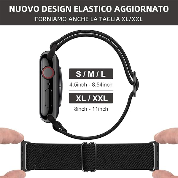 OXWALLEN OXWALLEN Stretch Solo Loop Band for Apple Watch Series 10 9 8 7 6 5 4 SE Ultra Adjustable Elastic Nylon Sport Strap Matte Black - View 6 of 9