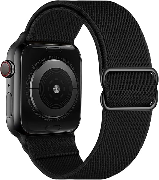 OXWALLEN OXWALLEN Stretch Solo Loop Band for Apple Watch Series 10 9 8 7 6 5 4 SE Ultra Adjustable Elastic Nylon Sport Strap Matte Black - View 2 of 9