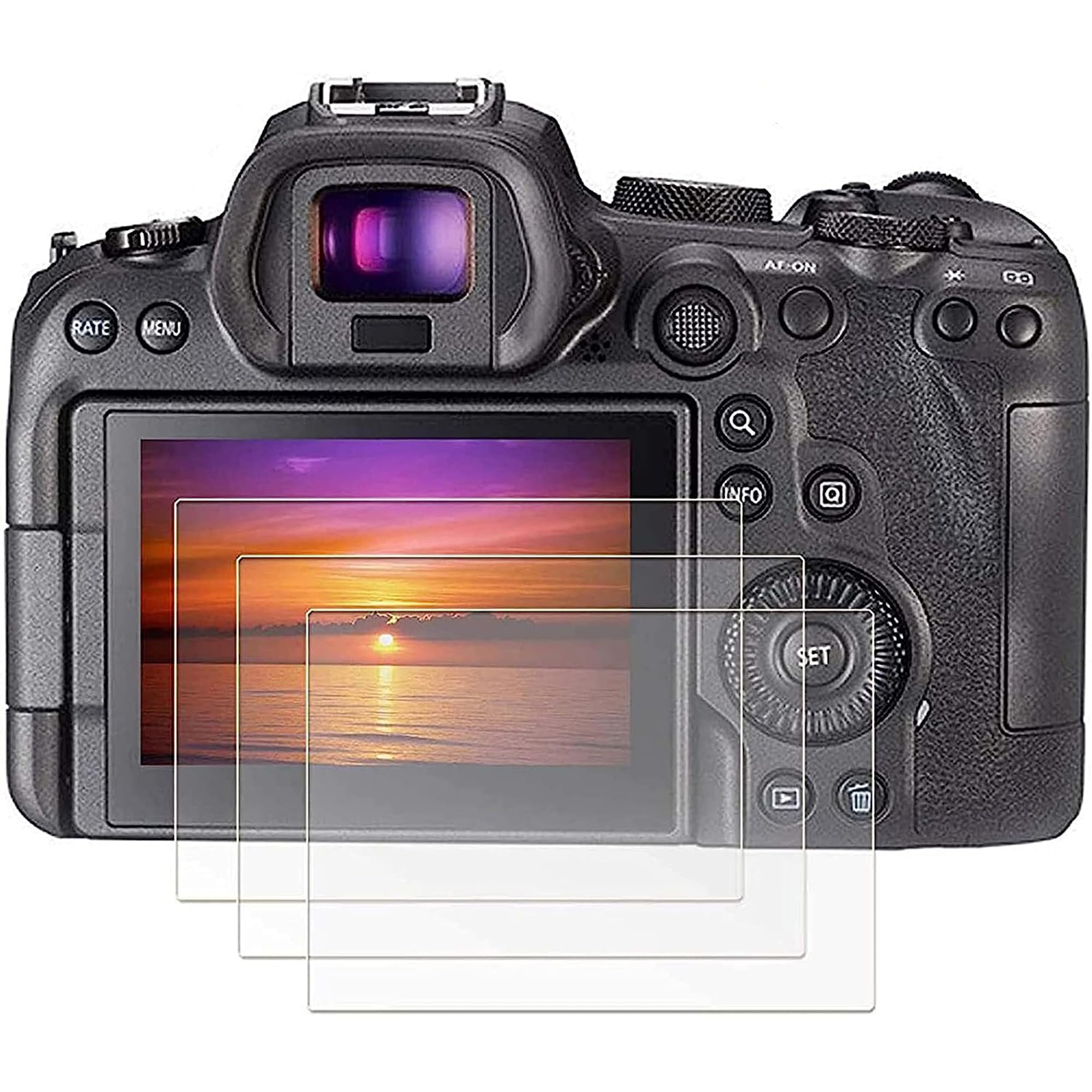 PCTC EOS R6II R6 R7 Screen Protector for Canon Full-Frame Mirrorless Camera 0.3mm 9H Hardness Tempered Glass 3 Packs