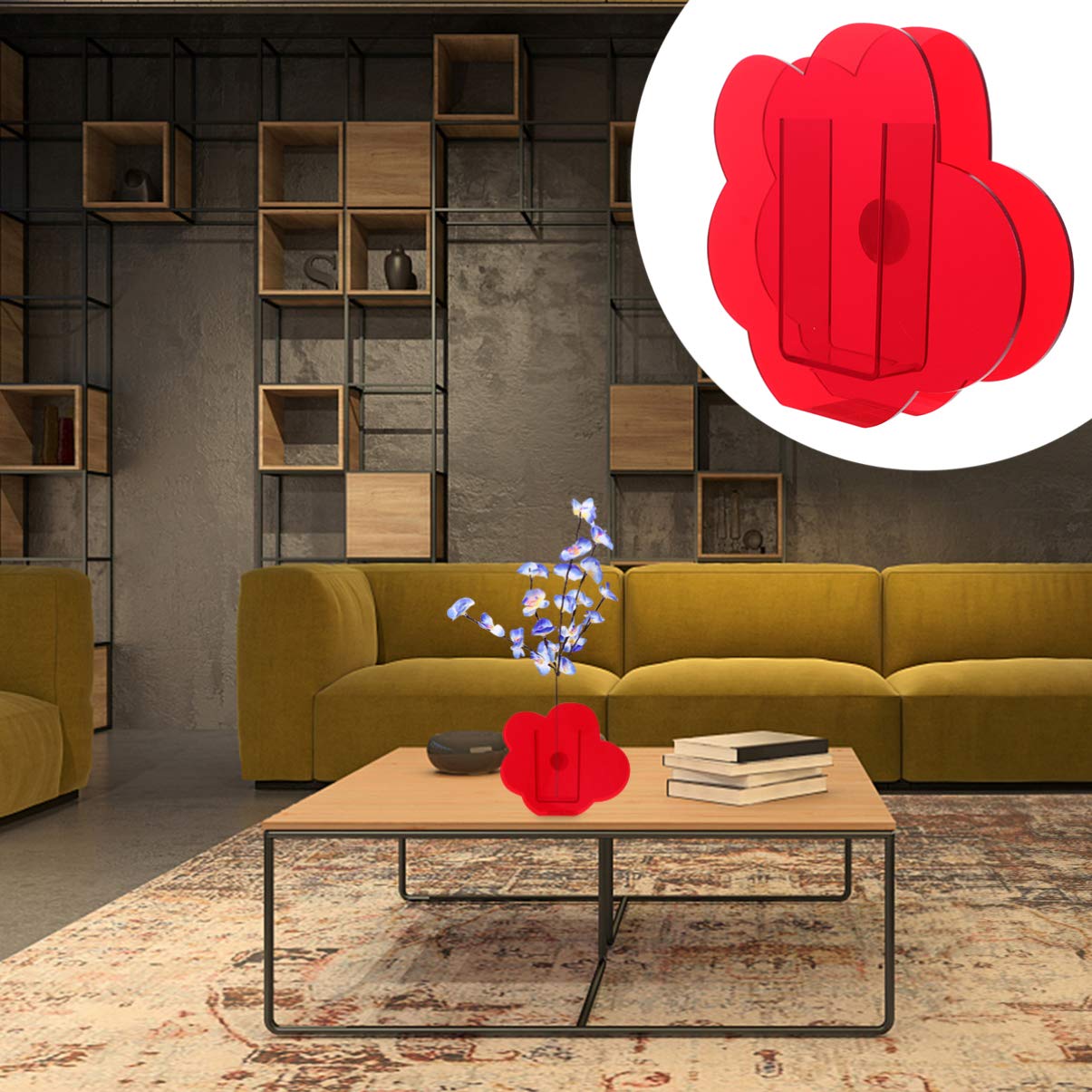 VOSAREA Acrylic Cloud Shaped Vase Elegant Modern Design for Makeup Brushes and Home Office Wedding Decor Red - View 4 of 9