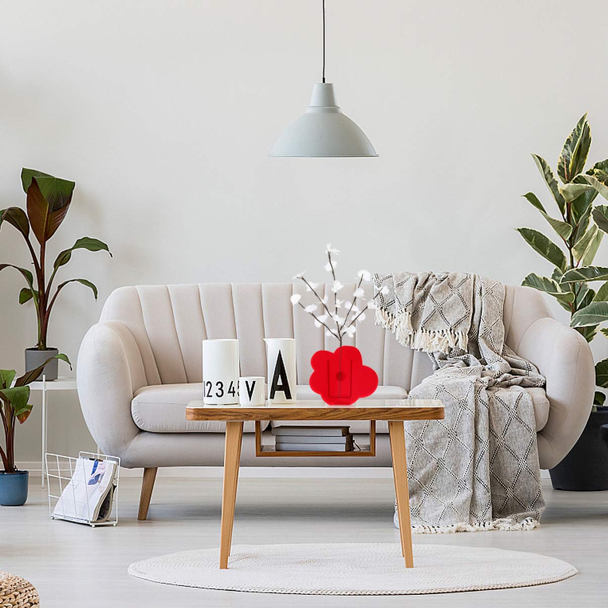 VOSAREA Acrylic Cloud Shaped Vase Elegant Modern Design for Makeup Brushes and Home Office Wedding Decor Red - View 5 of 9