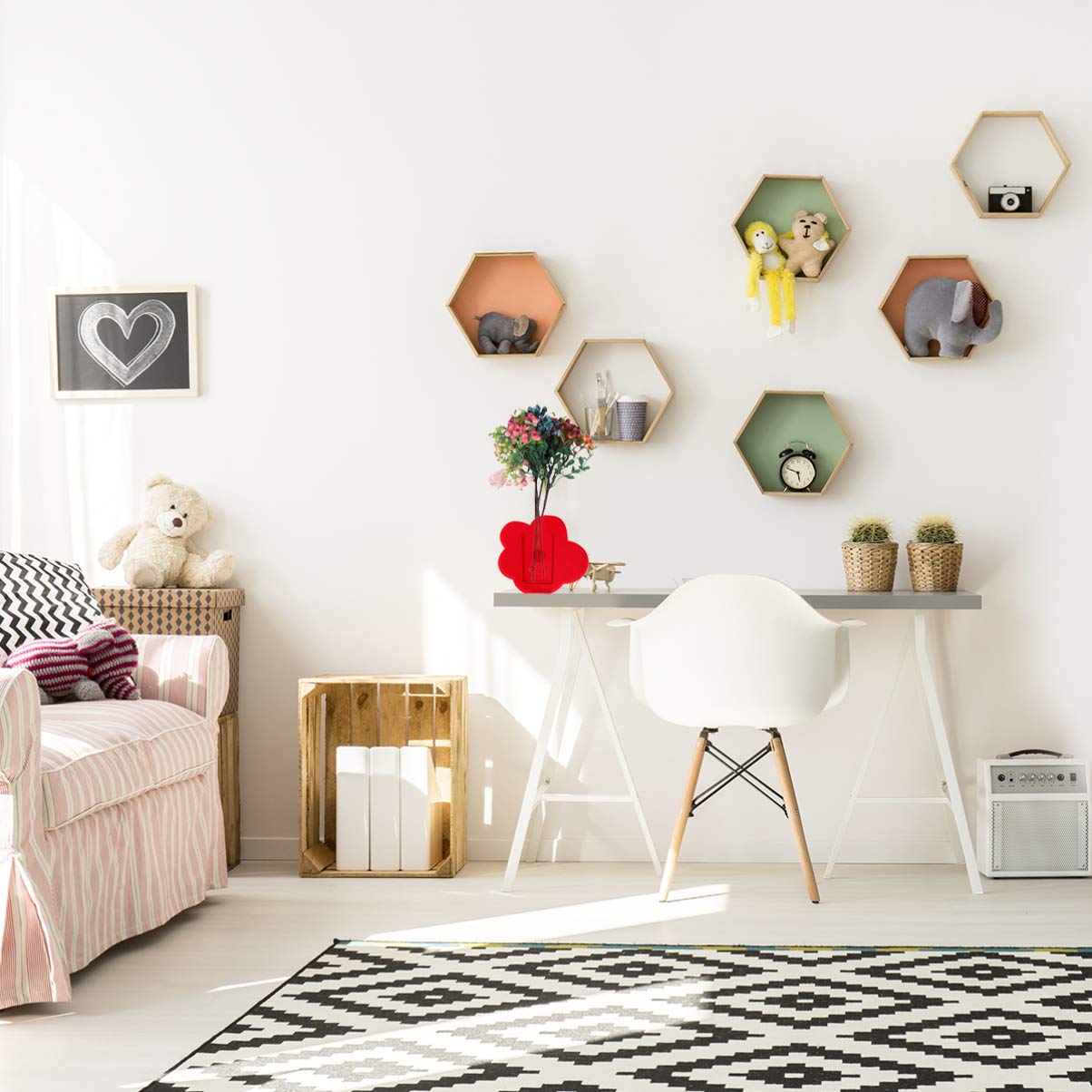 VOSAREA Acrylic Cloud Shaped Vase Elegant Modern Design for Makeup Brushes and Home Office Wedding Decor Red - View 9 of 9