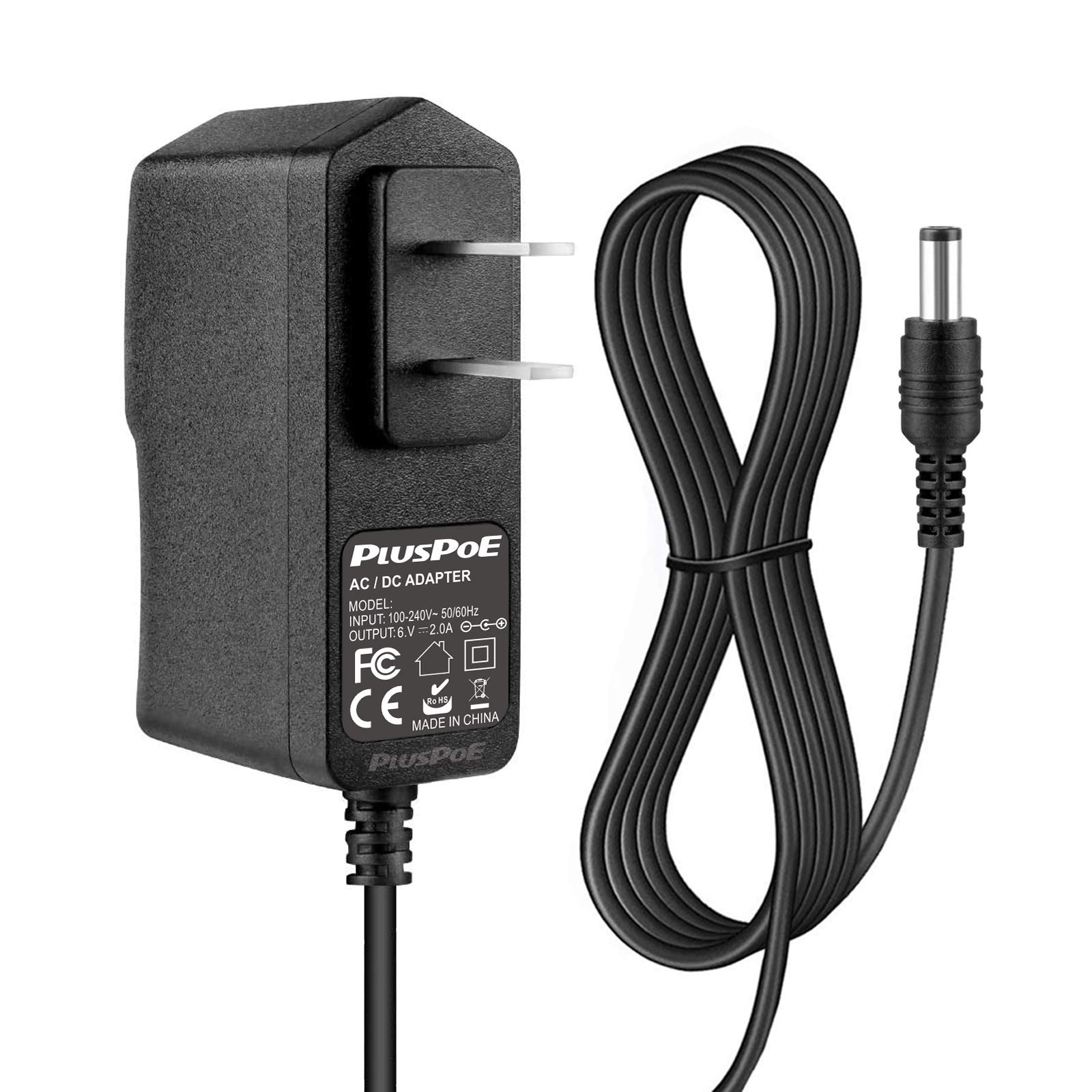 PLUSPOE PLUSPOE 6V Power Cord for ProForm Elliptical - 6.6 Ft AC Adapter for Smart Strider 480 490 500 600 & More
