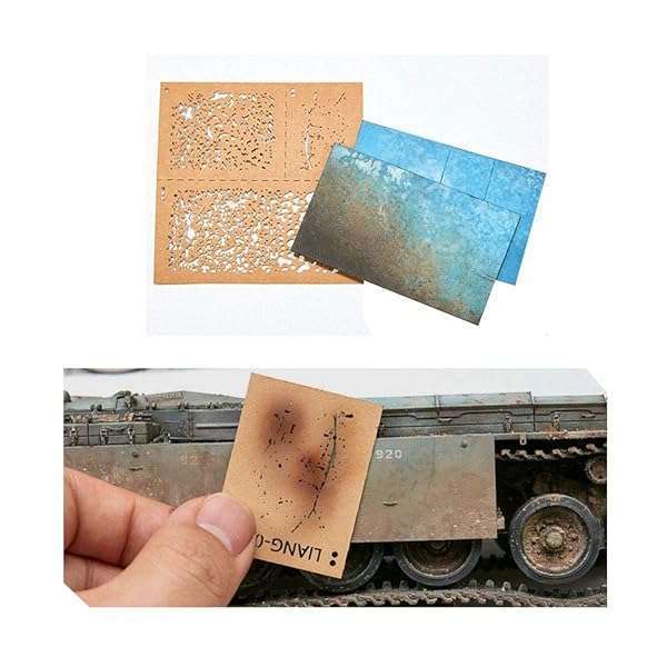 Acxico Acxico DIY Weathering Airbrush Stencils for 1/35, 1/48, 1/72 Scale Models - Perfect Decoration Tools