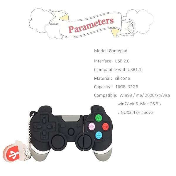 leizhan LEIZHAN 32GB Cute Gamepad USB Flash Drive - Fun Memory Stick for Kids & Students | Perfect Gift! - View 7 of 8