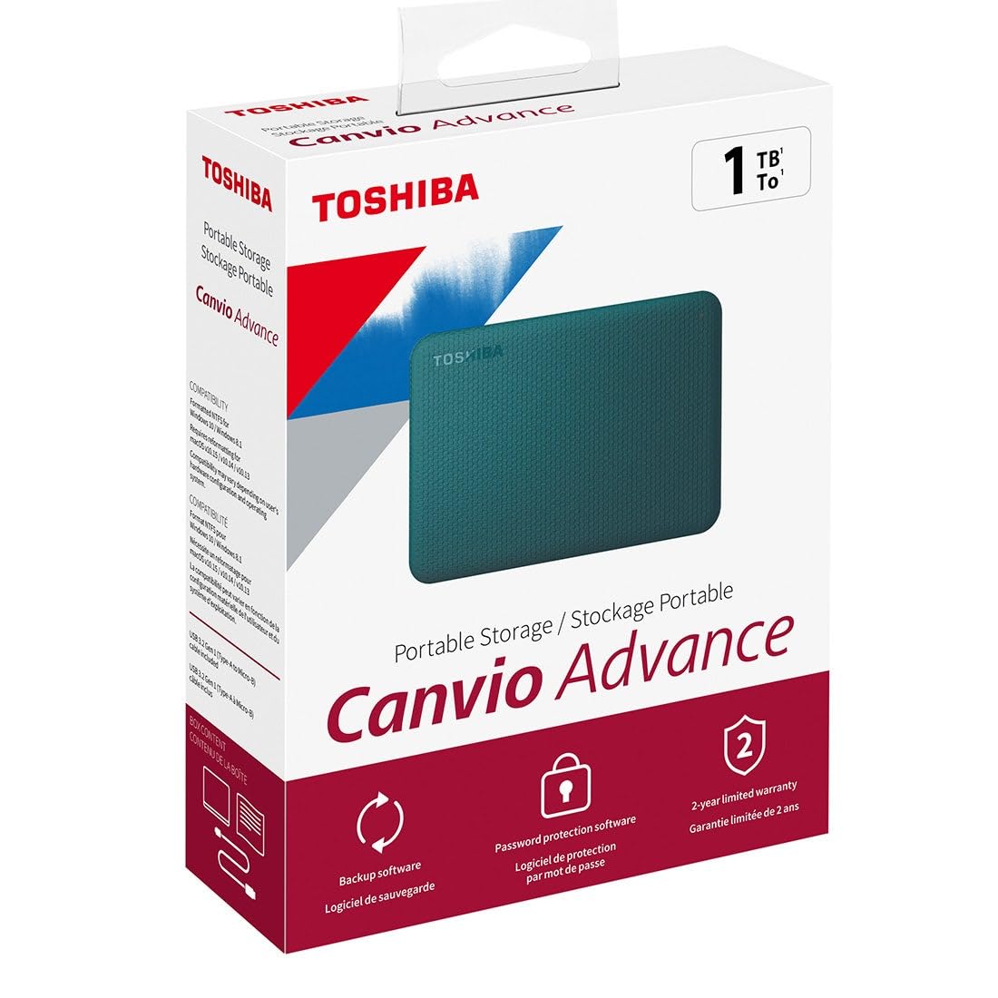 TOSHIBA Toshiba Canvio Advance 1TB Portable External Hard Drive USB 3.0 - Fast Backup & Storage Solution - View 9 of 9
