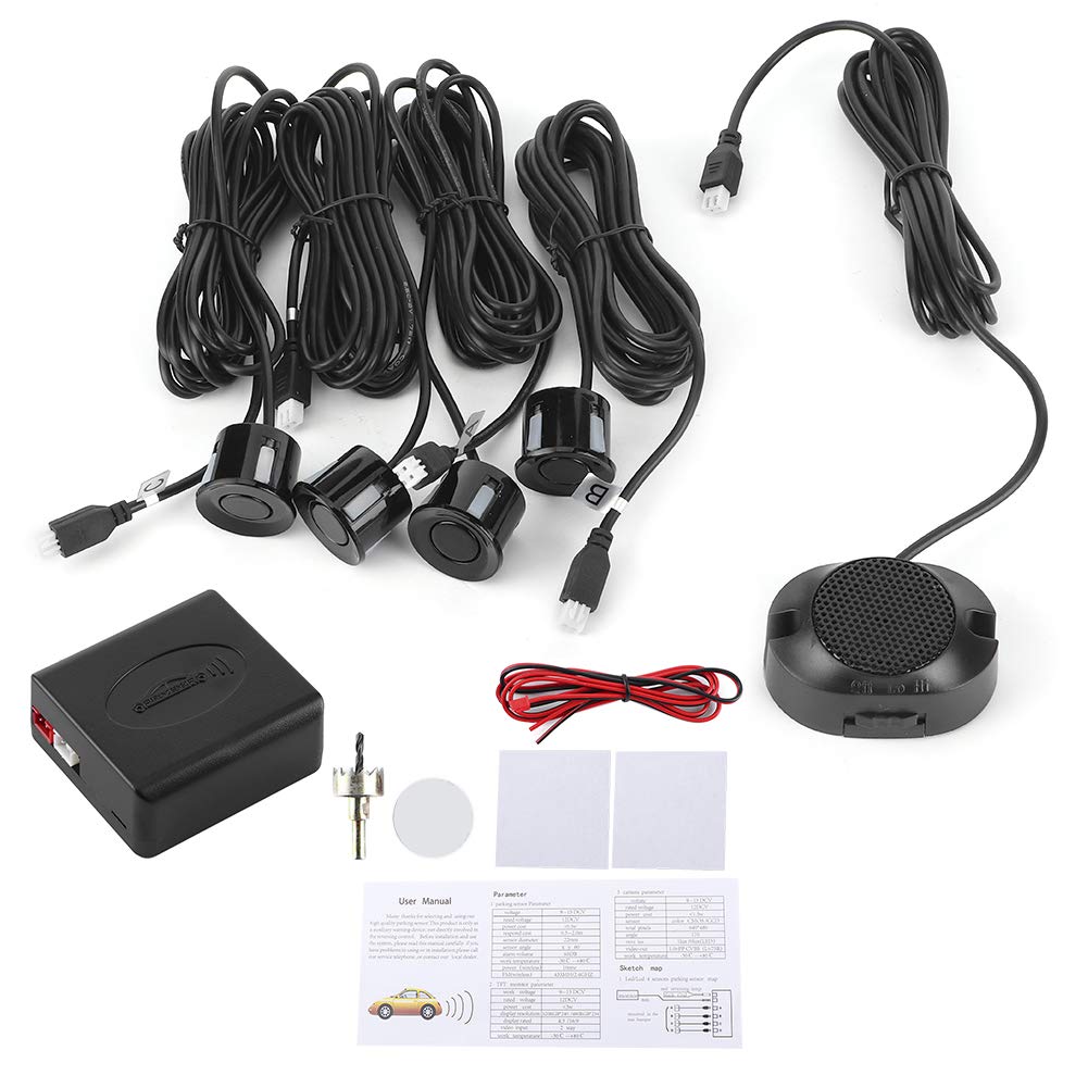 Akozon Car Reverse Backup Parking Sensor System with Audio Buzzer Alarm for Safe Reversing Assistance
