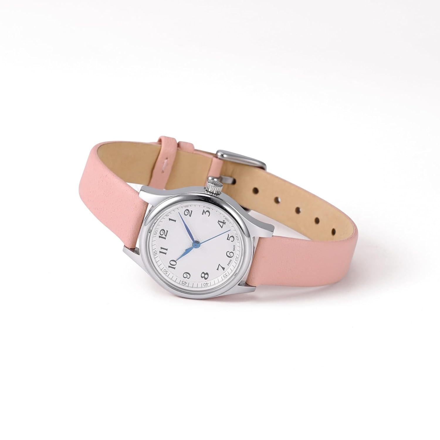 WOCCI WOCCI 18mm Elegant Light Pink Genuine Leather Watch Band Replacement Strap with Silver Buckle - View 2 of 9
