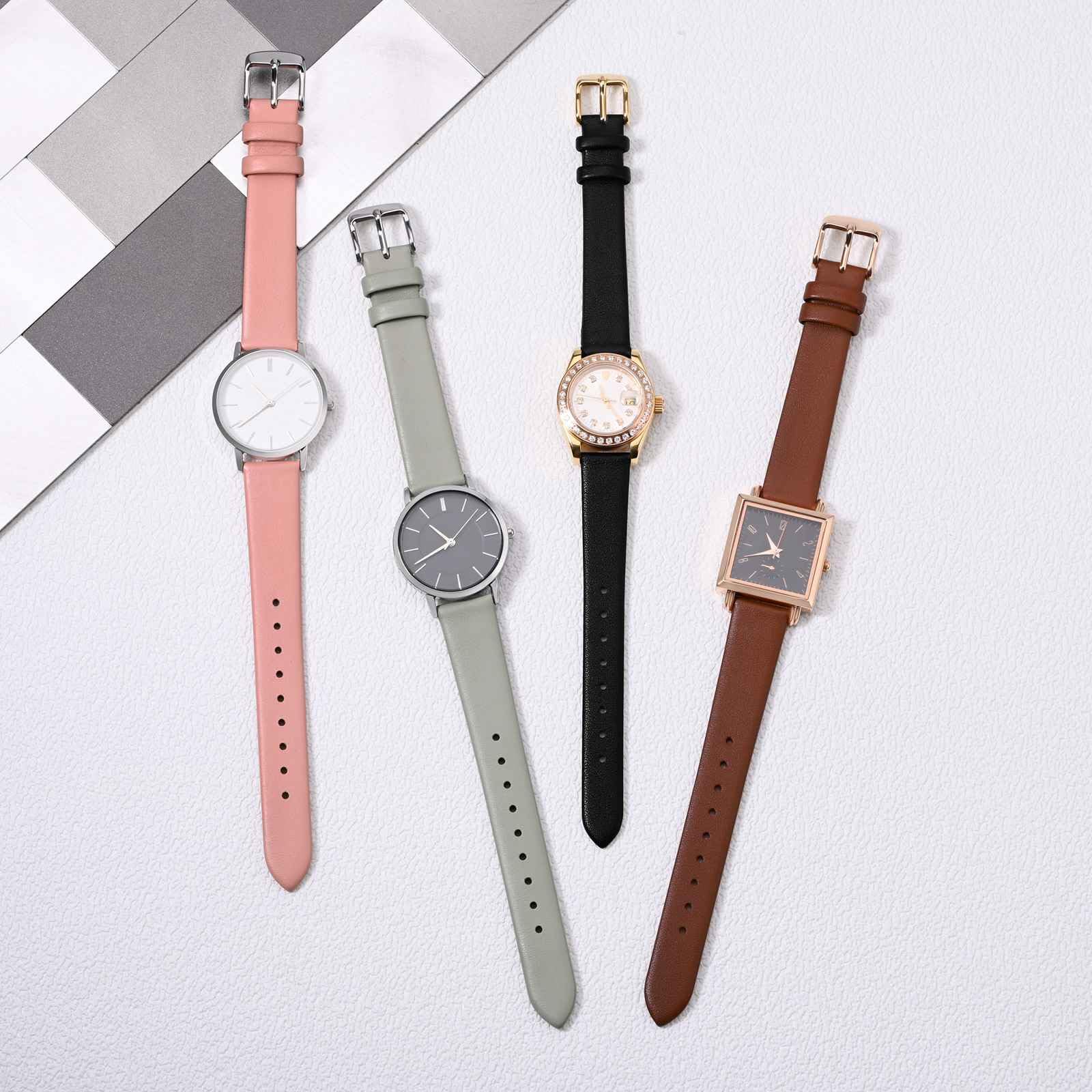 WOCCI 14mm Elegant Genuine Leather Watch Band Replacement Strap with Silver Buckle in Black - View 9 of 9