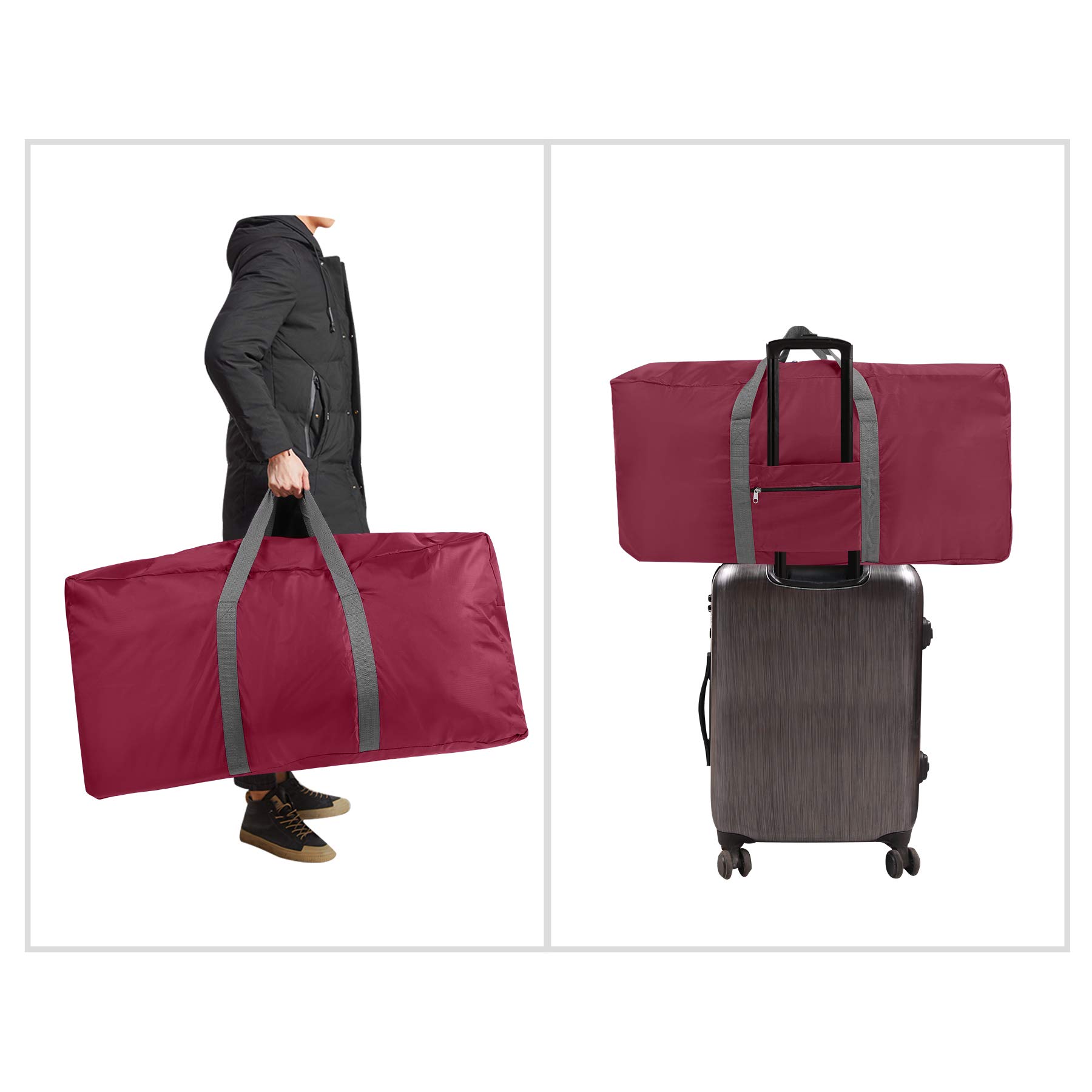 REDCAMP 100L Extra Large Water Resistant Lightweight Foldable Duffle Bag for Outdoor Camping Red - View 4 of 7