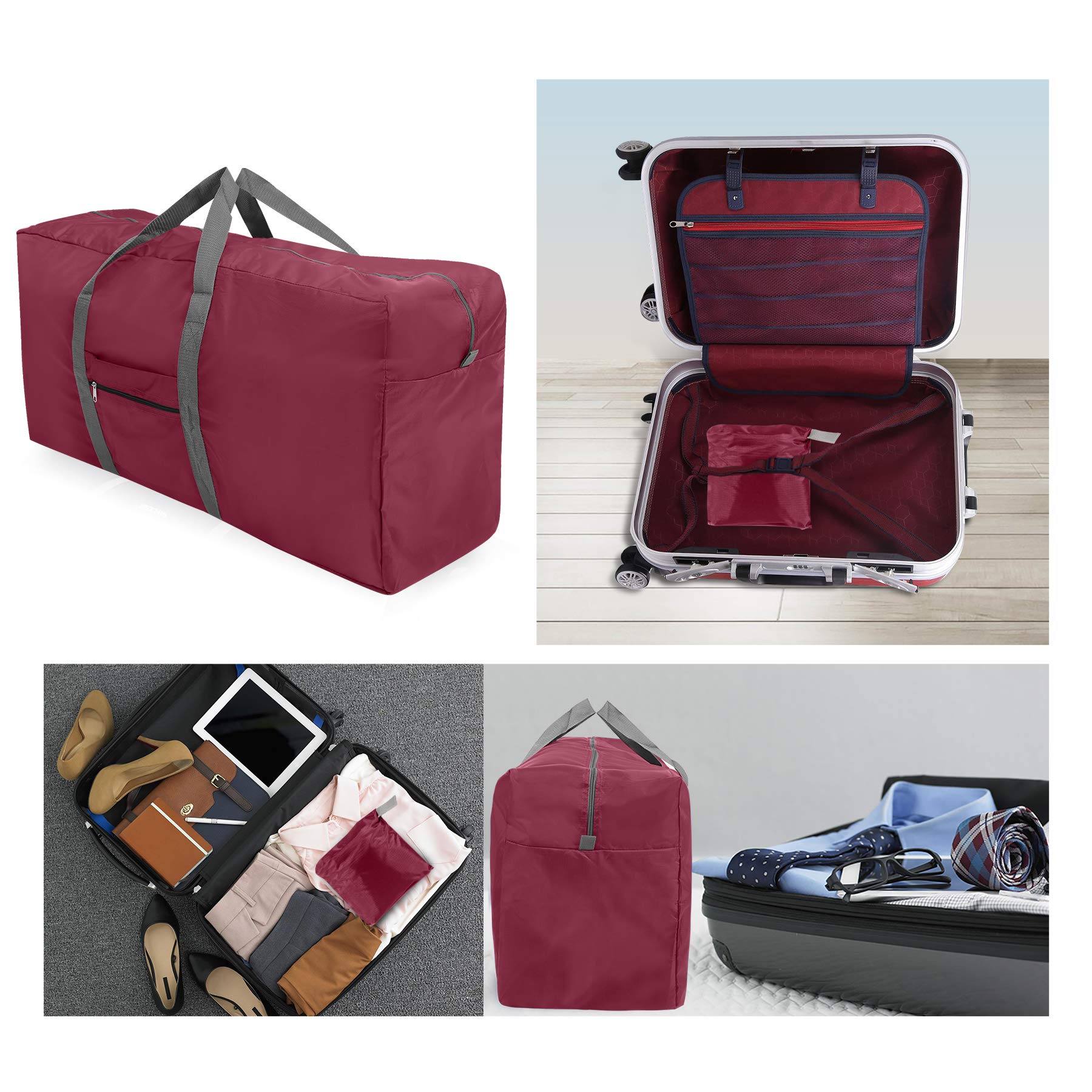 REDCAMP 100L Extra Large Water Resistant Lightweight Foldable Duffle Bag for Outdoor Camping Red - View 5 of 7