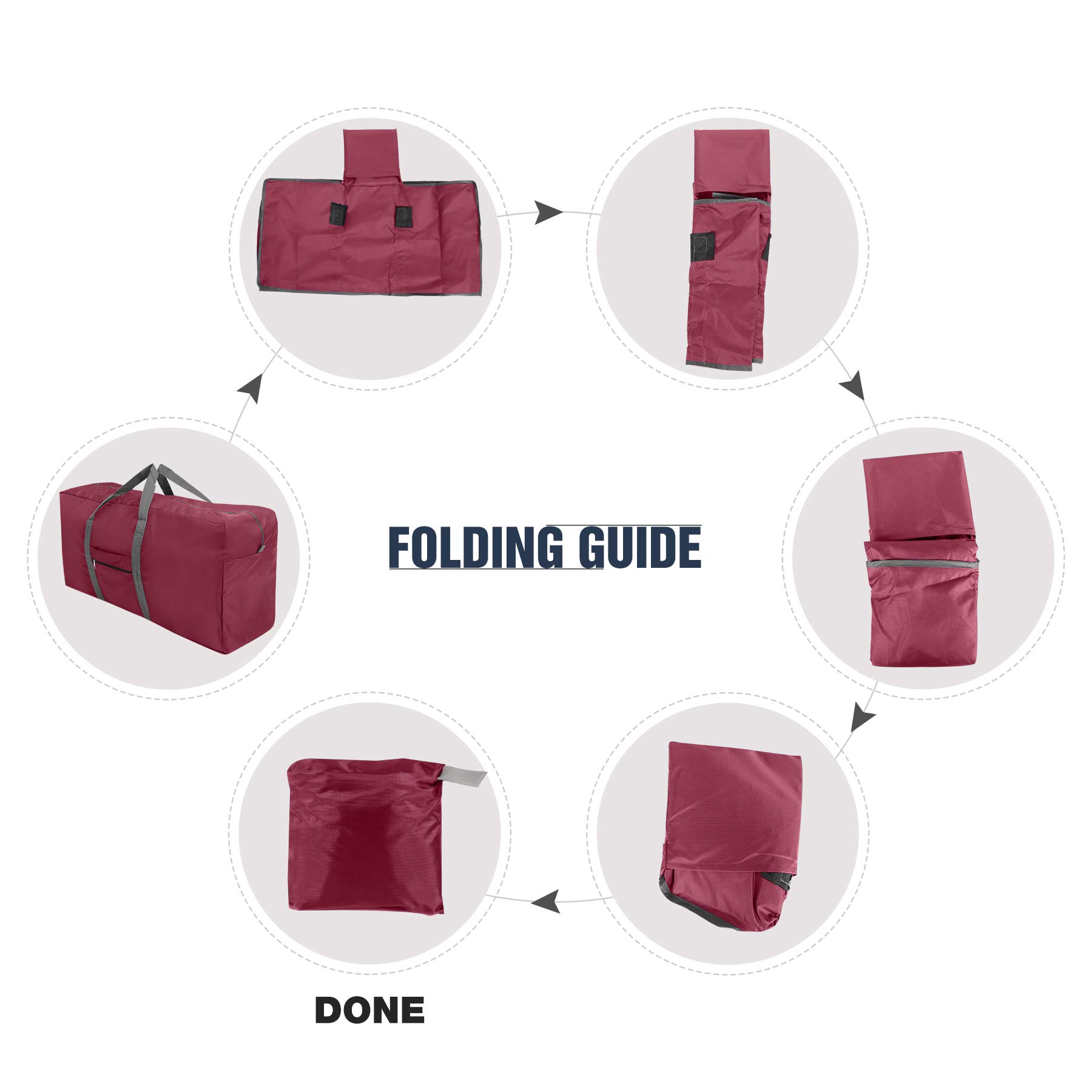 REDCAMP 100L Extra Large Water Resistant Lightweight Foldable Duffle Bag for Outdoor Camping Red - View 7 of 7