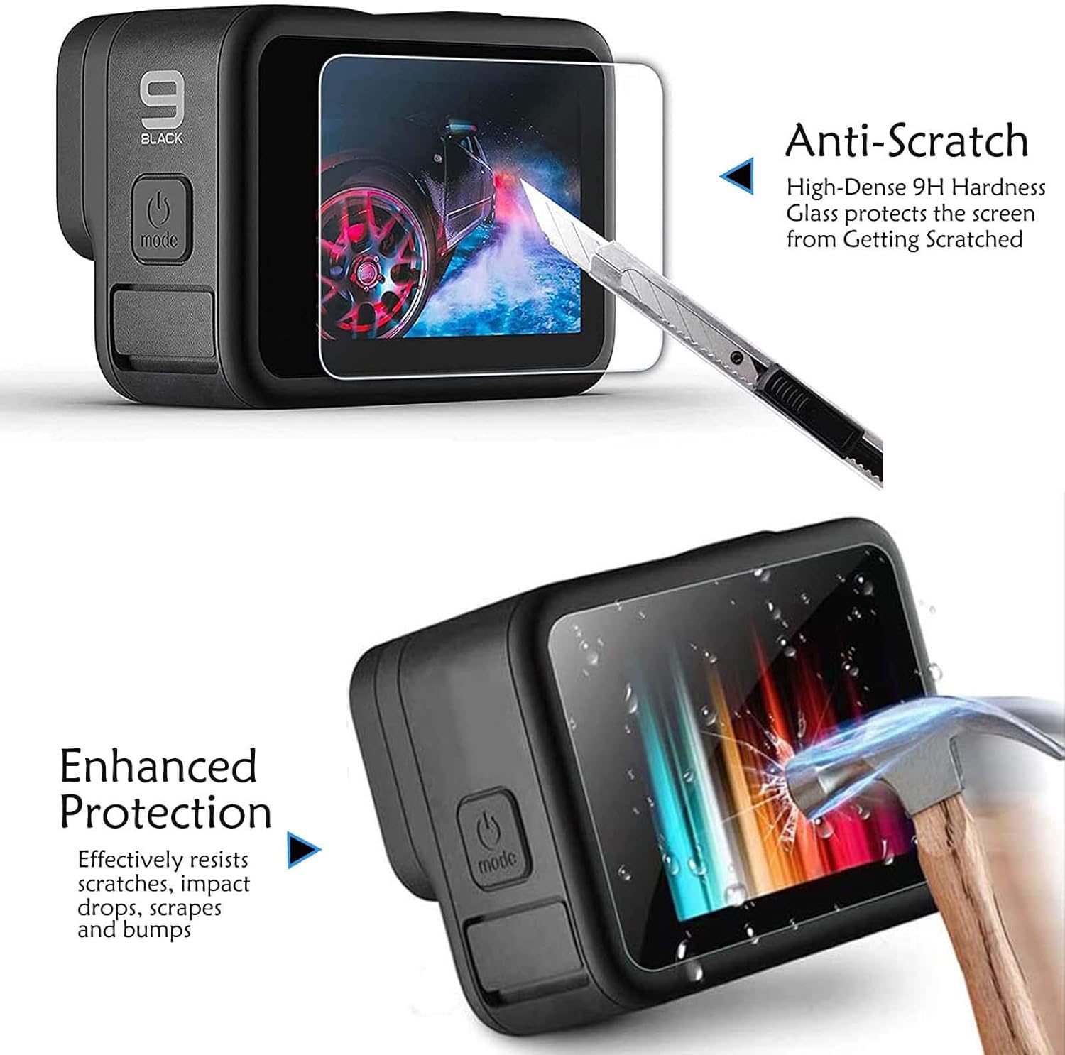 PCTC 9PCS Ultra Clear Tempered Glass Screen Protector for GoPro Hero 12 11 10 9 Black Compatible 9 Pack - View 6 of 8