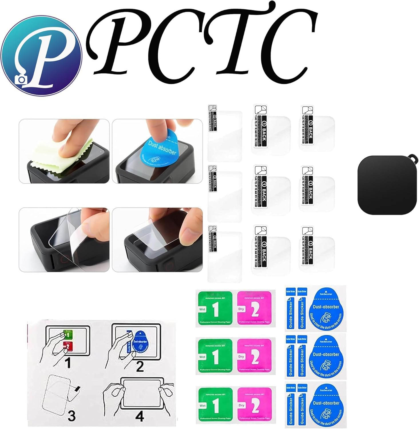 PCTC 9PCS Ultra Clear Tempered Glass Screen Protector for GoPro Hero 12 11 10 9 Black Compatible 9 Pack - View 8 of 8