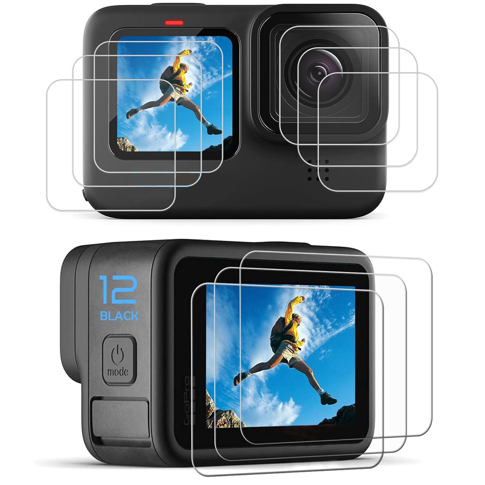 PCTC 9PCS Ultra Clear Tempered Glass Screen Protector for GoPro Hero 12 11 10 9 Black Compatible 9 Pack